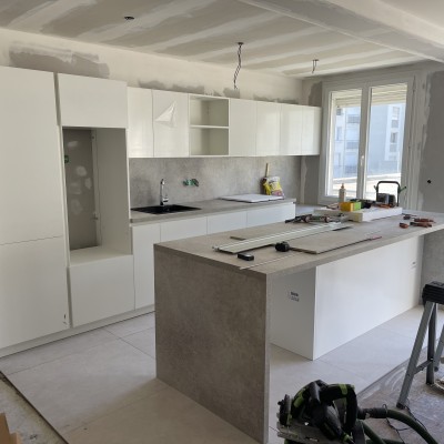 Pose carrelage 90x90cm et cuisine 3