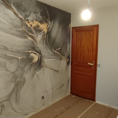 Chantier réalisé bandes a joints, peinture, papier peint 1