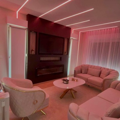 Salon moderne par eclairage ruban led 2