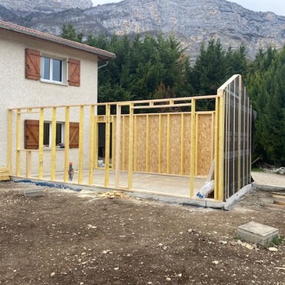 Extension Ossature bois + bardage fibre ciment 1