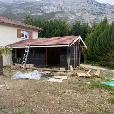 Extension Ossature bois + bardage fibre ciment 2