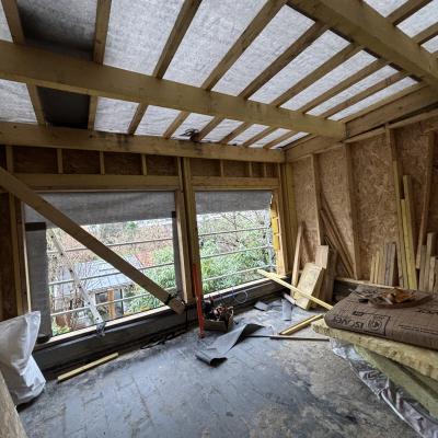 Construction ossature bois , couverture et bardage en zinc quartz 2