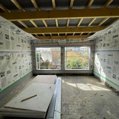 Construction ossature bois , couverture et bardage en zinc quartz 4