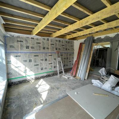 Construction ossature bois , couverture et bardage en zinc quartz 5